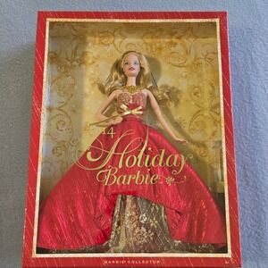 Mattel 2014 Holiday Barbie Doll Girls OS‎ Red Gold Gown Collector BDH13 NIB